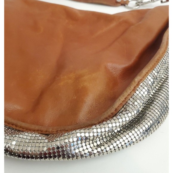 G Series by Cole Haan Saddle Leather and Silver Mirror Mesh Hobo Purse Handbag - Picture 15 of 16